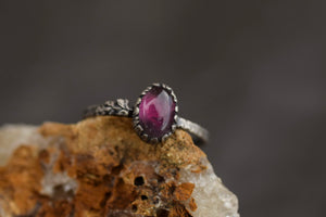 Magenta Tourmaline Fern Ring