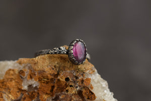 Magenta Tourmaline Fern Ring