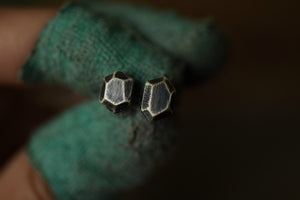 Rough Gem Studs - Sterling Silver - Faceted Silver Stones - Hand Fabricated - Silver Stud Earrings